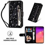 Samsung S10e Glitter Hoesje Met Pasjeshouder Bookcase Zwart