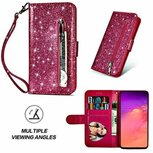 Samsung S10e Glitter Hoesje Met Pasjeshouder Bookcase Roze