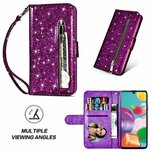 Samsung A41 Glitter Hoesje Met Pasjeshouder Bookcase Paars