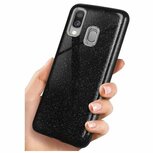 Samsung A40 Siliconen Glitter Hoesje Zwart