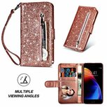 iPhone 8 Glitter Hoesje Met Pasjeshouder Bookcase Rose Goud