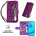 Oppo A52 Glitter Hoesje Met Pasjeshouder Bookcase Paars