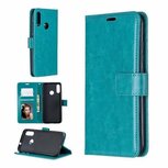 Motorola E6 Plus Hoesje Met Pasjeshouder Bookcase Turquoise