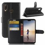 Huawei P20 Lite Hoesje Met Pasjeshouder Bookcase Zwart