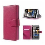 HTC One M7 Hoesje Met Pasjeshouder Bookcase Roze