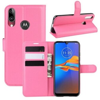 Motorola E6 Plus Hoesje Wallet Case Roze