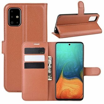 Samsung A71 Hoesje Met Pasjeshouder Bookcase Bruin