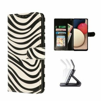Samsung A02s Hoesje Met Pasjeshouder Bookcase Zebra