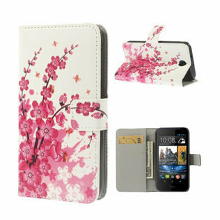 HTC Desire 310 Hoesje Met Pasjeshouder Bookcase Flower Wit