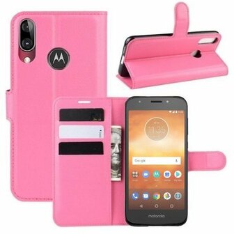 Motorola Moto E5 Play Hoesje Met Pasjeshouder Bookcase Roze