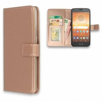 Motorola Moto E5 Play Hoesje Met Pasjeshouder Bookcase Rose Goud