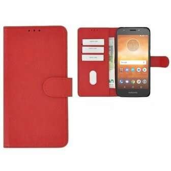 Motorola Moto E5 Play Hoesje Met Pasjeshouder Bookcase Rood