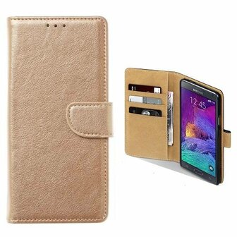 Samsung Note 4 Hoesje Met Pasjeshouder Bookcase Goud