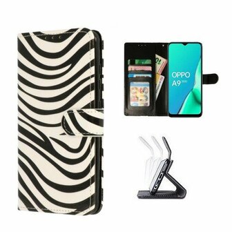Oppo A9 2020 Hoesje Met Pasjeshouder Bookcase Zebra