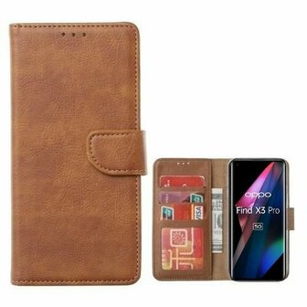 Oppo Find X3 Pro Hoesje Met Pasjeshouder Bookcase Bruin