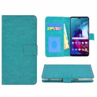 Motorola Moto G30 Hoesje Met Pasjeshouder Bookcase Turquoise