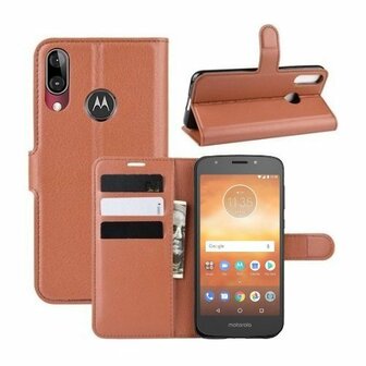 Motorola Moto E5 Play Hoesje Met Pasjeshouder Bookcase Bruin
