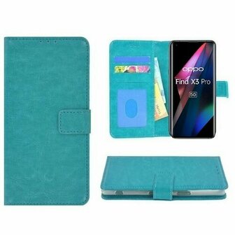 Oppo Find X3 Pro Hoesje Met Pasjeshouder Bookcase Turquoise