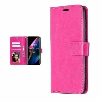 Oppo Find X3 Pro Hoesje Met Pasjeshouder Bookcase Roze