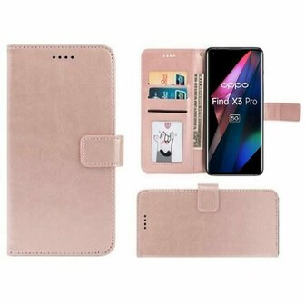 Oppo Find X3 Pro Hoesje Met Pasjeshouder Bookcase Rose Goud