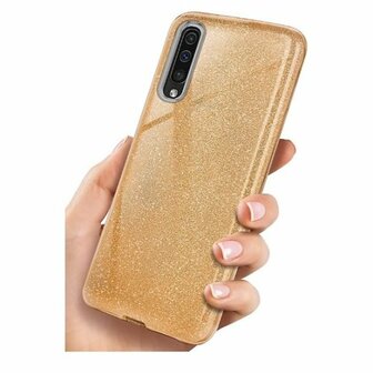 Samsung A10 Siliconen Glitter Hoesje Goud