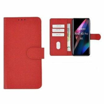 Oppo Find X3 Pro Hoesje Met Pasjeshouder Bookcase Rood