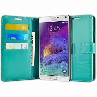 Samsung Note 4 Hoesje Met Pasjeshouder Bookcase Turquoise