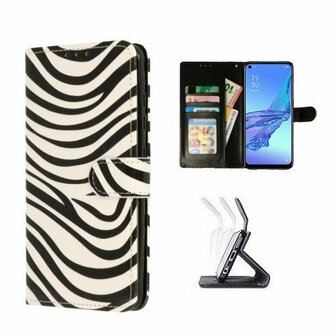 Oppo A53 Hoesje Met Pasjeshouder Bookcase Zebra