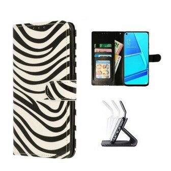 Oppo A52 Hoesje Met Pasjeshouder Bookcase Zebra