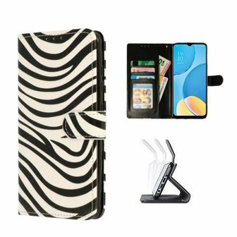 Oppo A15 Hoesje Met Pasjeshouder Bookcase Zebra