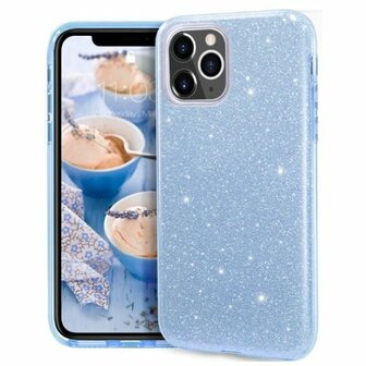 iPhone 11 Siliconen Glitter Hoesje Blauw
