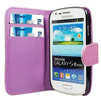 Samsung S3 mini Hoesje Met Pasjeshouder Bookcase Paars