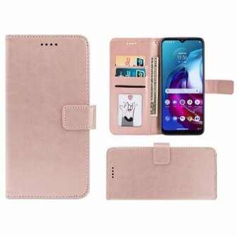 Motorola Moto G30 Hoesje Met Pasjeshouder Bookcase Rose Goud