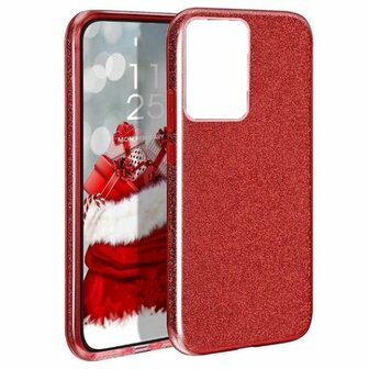 Huawei P40 Siliconen Glitter Hoesje Rood