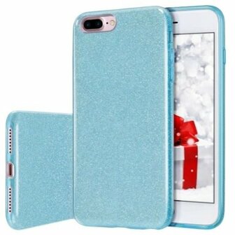iPhone 7 Siliconen Glitter Hoesje Blauw
