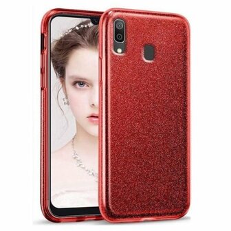 Samsung A40 Siliconen Glitter Hoesje Rood