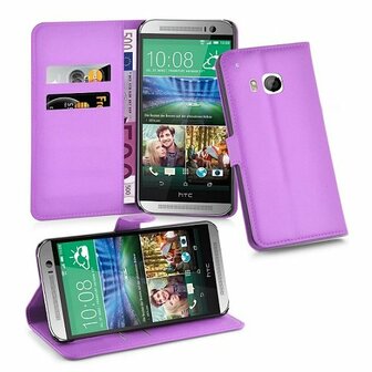 HTC One M9 Hoesje Met Pasjeshouder Bookcase Paars