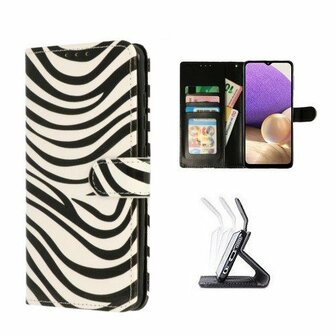 Samsung A32 5G Hoesje Met Pasjeshouder Bookcase Zebra