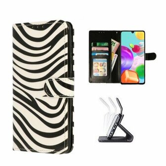 Samsung A41 Hoesje Met Pasjeshouder Bookcase Zebra