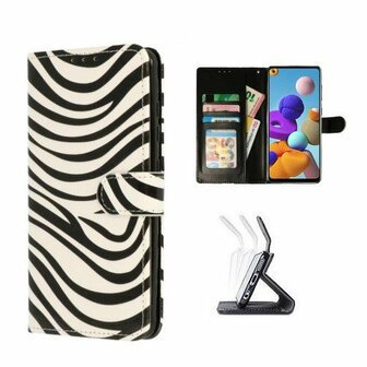 Samsung A21s Hoesje Met Pasjeshouder Bookcase Zebra