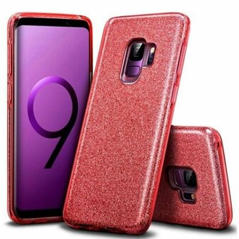 Samsung S9 Siliconen Glitter Hoesje Rood