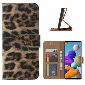 Samsung A21s Hoesje Met Pasjeshouder Bookcase Luipaard