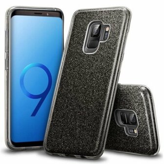 Samsung S9 Siliconen Glitter Hoesje Zwart