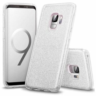 Samsung S9 Siliconen Glitter Hoesje Zilver