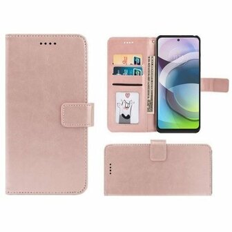 Motorola Moto G 5G Hoesje Met Pasjeshouder Bookcase Rose Goud