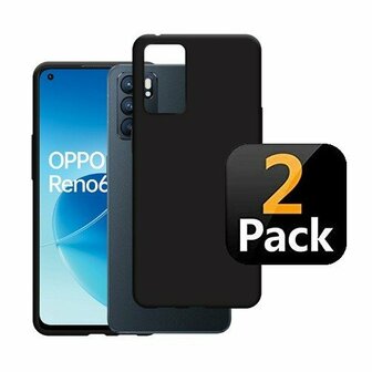 Oppo Reno 6 5G Hoesje Siliconen TPU Zwart 2x