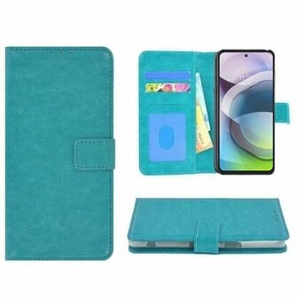 Motorola Moto G 5G Hoesje Met Pasjeshouder Bookcase Turquoise