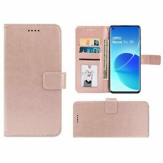 Oppo Reno 6 Pro 5G Hoesje Met Pasjeshouder Bookcase Rose Goud