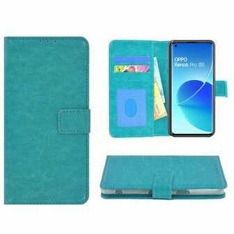 Oppo Reno 6 Pro 5G Hoesje Met Pasjeshouder Bookcase Turquoise