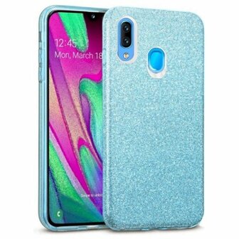 Samsung A40 Siliconen Glitter Hoesje Blauw